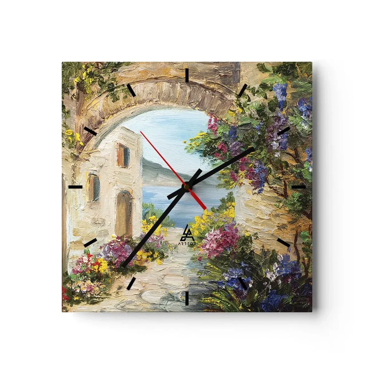 Wanduhr - Glasuhr - Charme einer Küstenprovinz - 40x40 cm