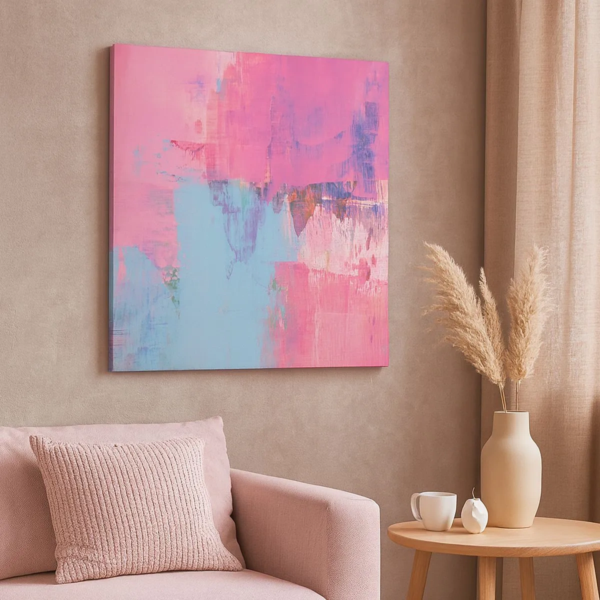 Bild auf Leinwand - Leinwandbild - Rosa, Blau und eine Prise Licht - 30x30 cm