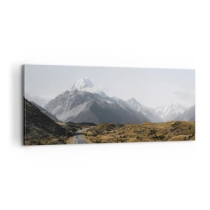 Bild auf Leinwand - Leinwandbild - Der Weg ins Herz der Berge - 100x40 cm