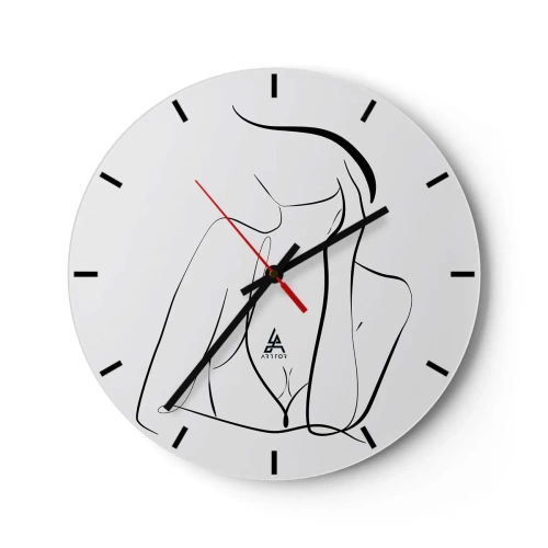 Wanduhr - Glasuhr - Minimalistischer Umriss einer weiblichen Silhouette - 30x30cm - Auf der Traumwelle - Moderne Wanddekoration für Wohnzimmer, Küche und Schlafzimmer ARTTOR
