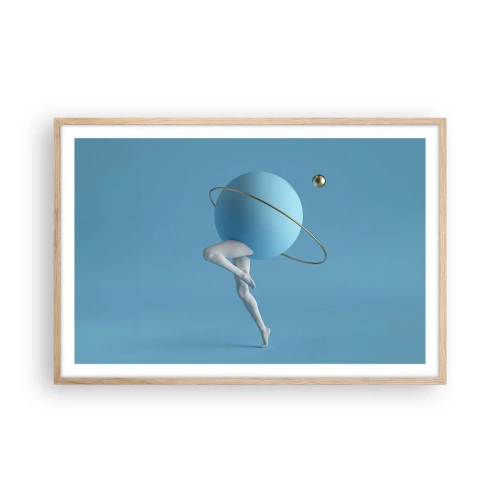 Poster in einem Rahmen aus heller Eiche - Und die Planeten spielen verrückt - 91x61 cm