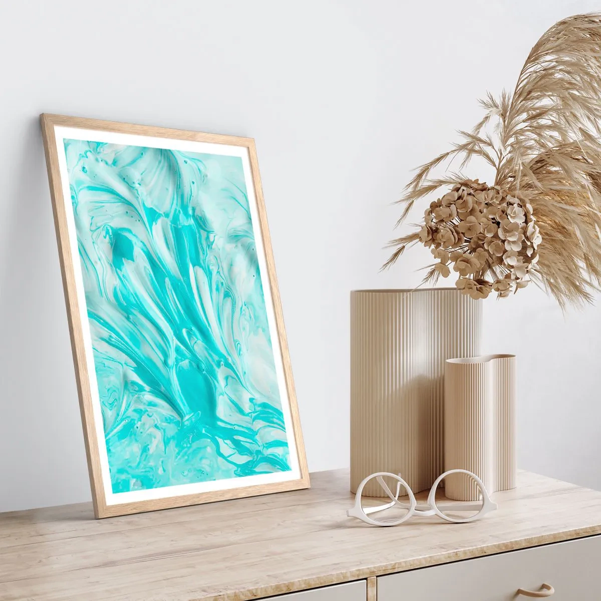 Poster in einem Rahmen aus heller Eiche - Für immer zusammen - 30x40 cm