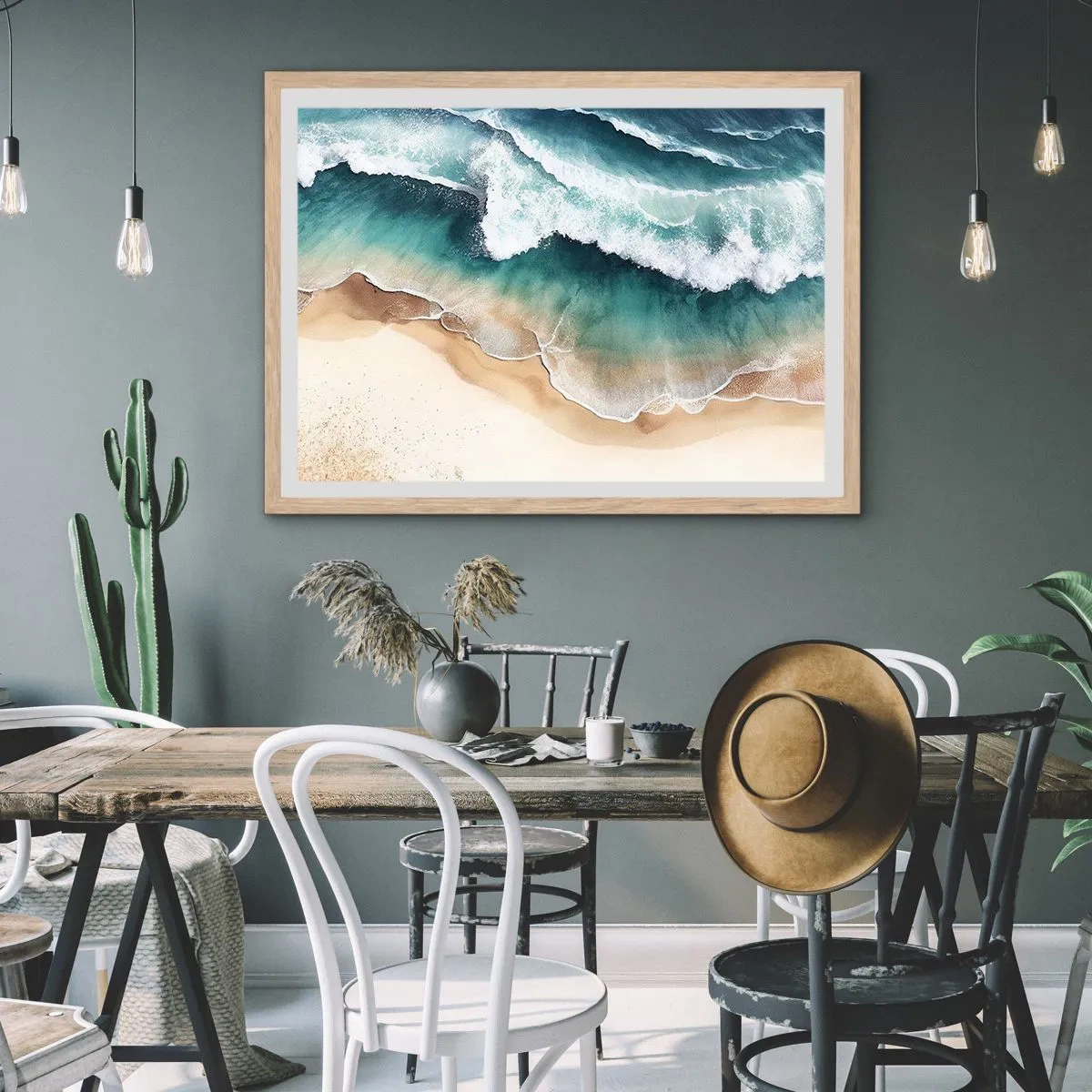 Poster in einem Rahmen aus heller Eiche - Das ewige Treffen - 50x40 cm