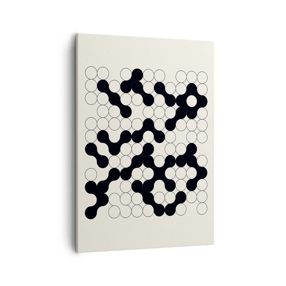 Bild auf Leinwand - Leinwandbild - Schwarz-weiße Muster mit Kreisen auf hellem Hintergrund - 50x70cm - Chinesisches Spiel – Variation - Moderne Wanddekoration für Wohnzimmer und Schlafzimmer ARTTOR