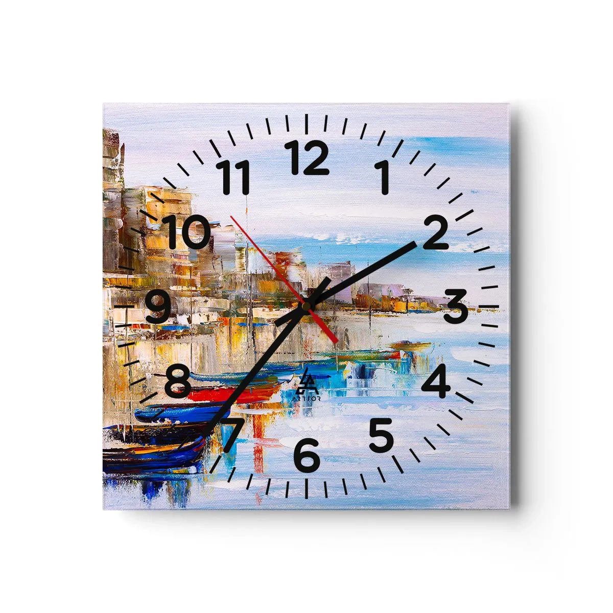 Wanduhr - Glasuhr - Bunte urbane Oase - 30x30 cm