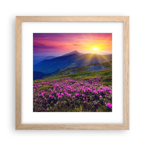 Poster in einem Rahmen aus heller Eiche - … Und drumherum duftet es nach Latschenkiefer und dem Duft von Kräutern - 30x30 cm