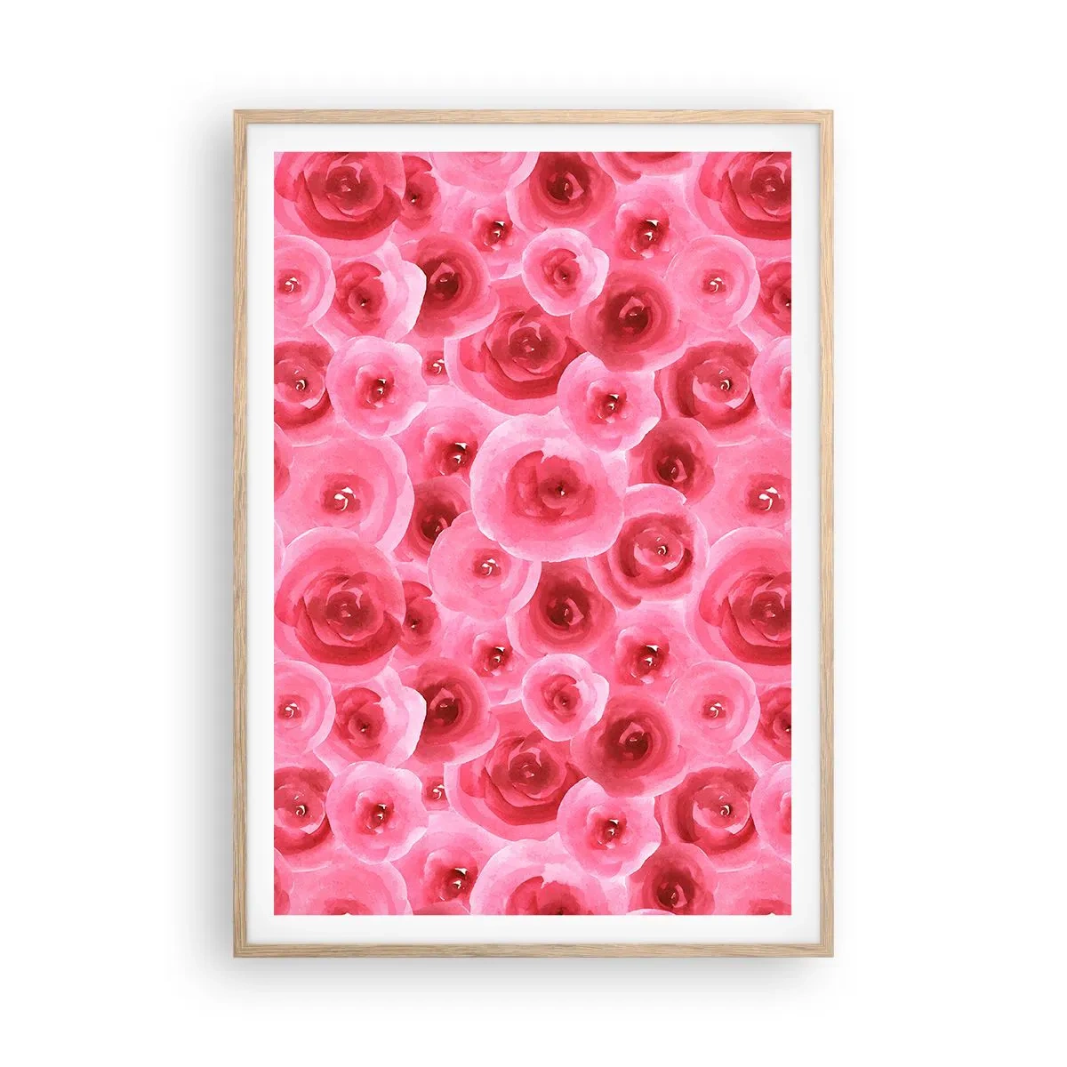 Poster in einem Rahmen aus heller Eiche - Oben und unten Rosen - 70x100 cm
