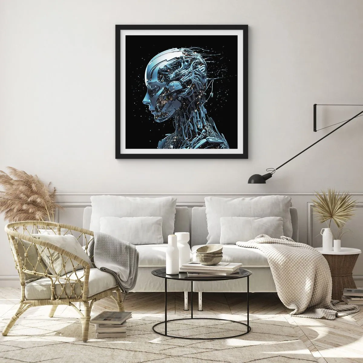 Poster in einem schwarzem Rahmen - Technologie ist eine Frau - 50x50 cm