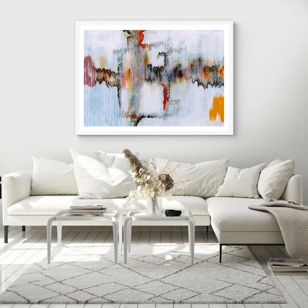 Poster in einem weißen Rahmen - Ein Stock auf dem Wasser - 70x50 cm