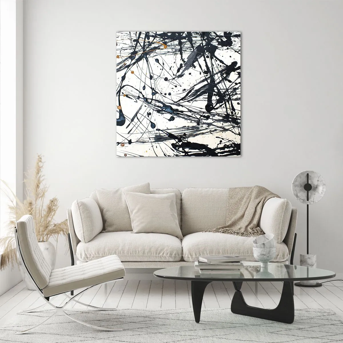 Glasbild - Bild auf glas - Expressionistische Abstraktion - 60x60 cm