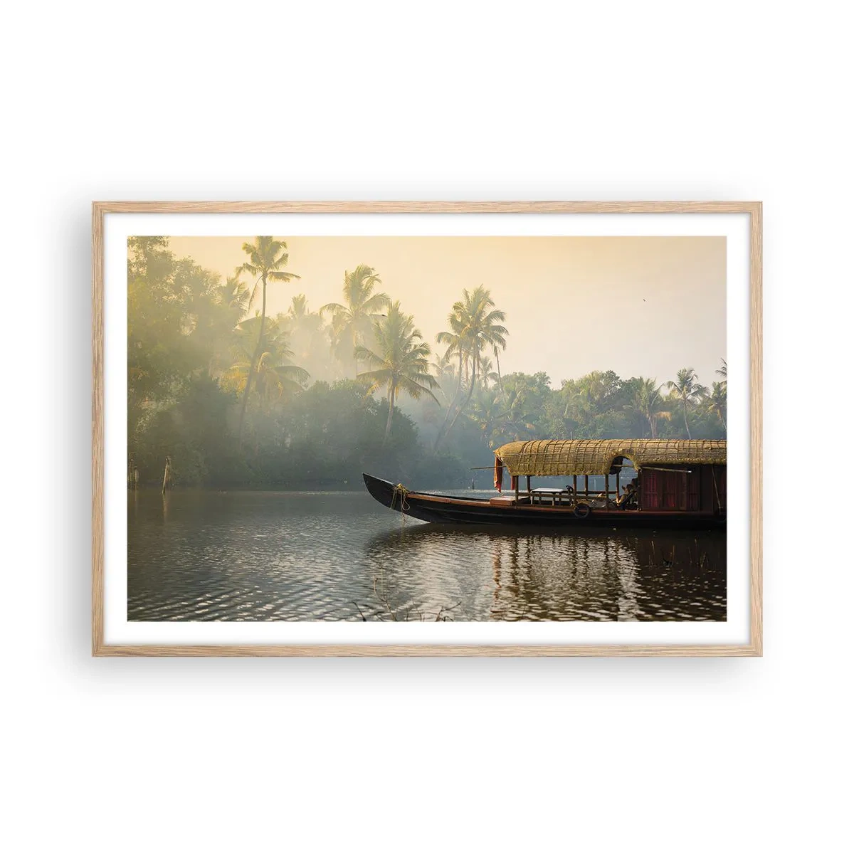 Poster in einem Rahmen aus heller Eiche - Haus am Fluss - 91x61 cm