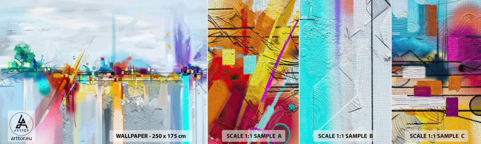 Fototapeten Muster Premium Canvas - Freudenbrücke über den Fluss des Lebens - Abstraktion, Stück, Surrealismus - 100x30 cm