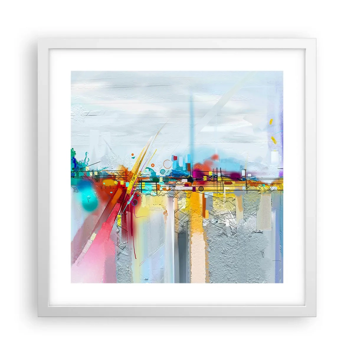 Poster in einem weißen Rahmen - Freudenbrücke über den Fluss des Lebens - 40x40 cm