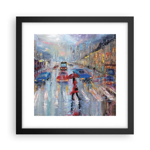Poster in einem schwarzem Rahmen - Regnerischer Nachmittag in der Stadt - 30x30 cm