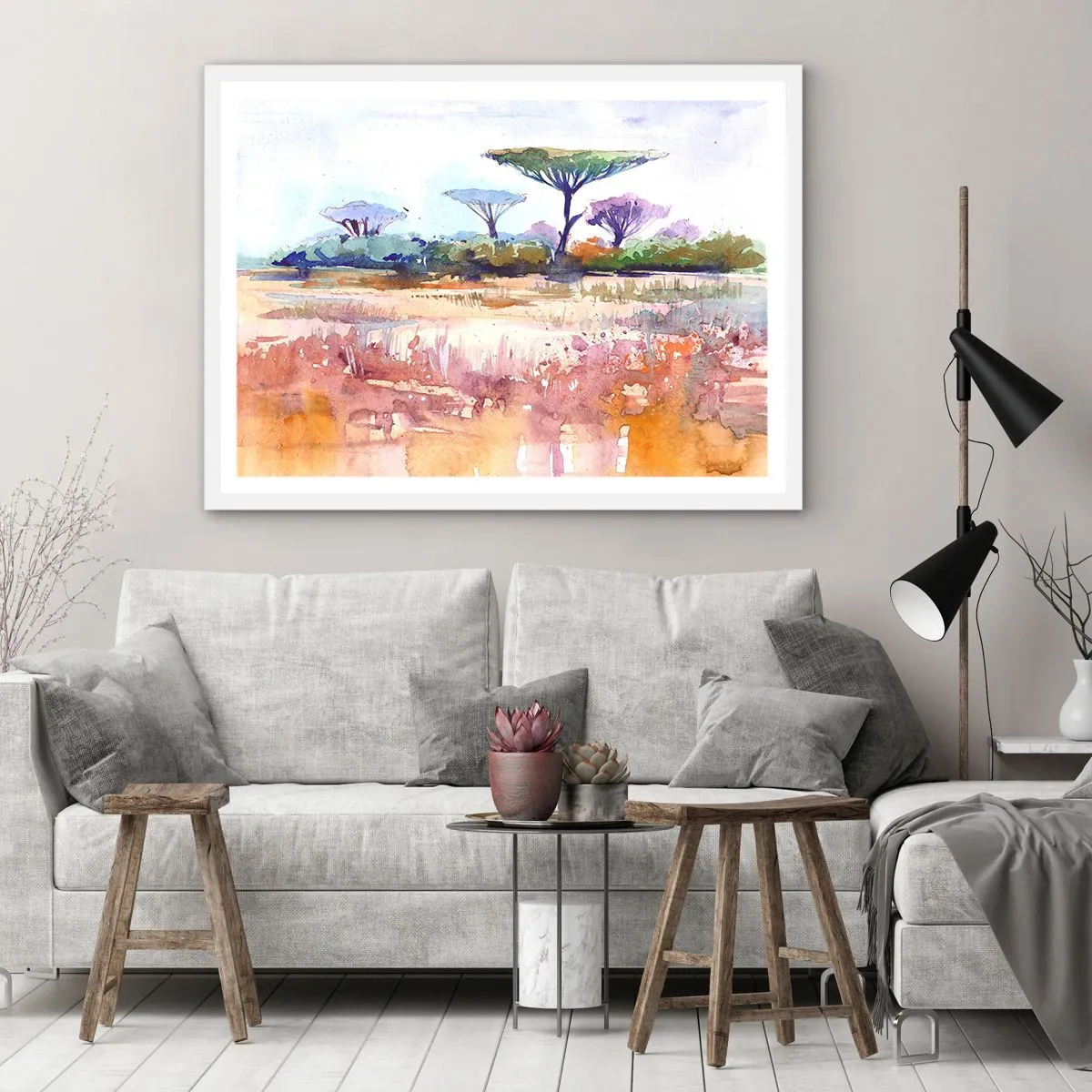 Poster in einem weißen Rahmen - Savannah-Farben - 40x30 cm