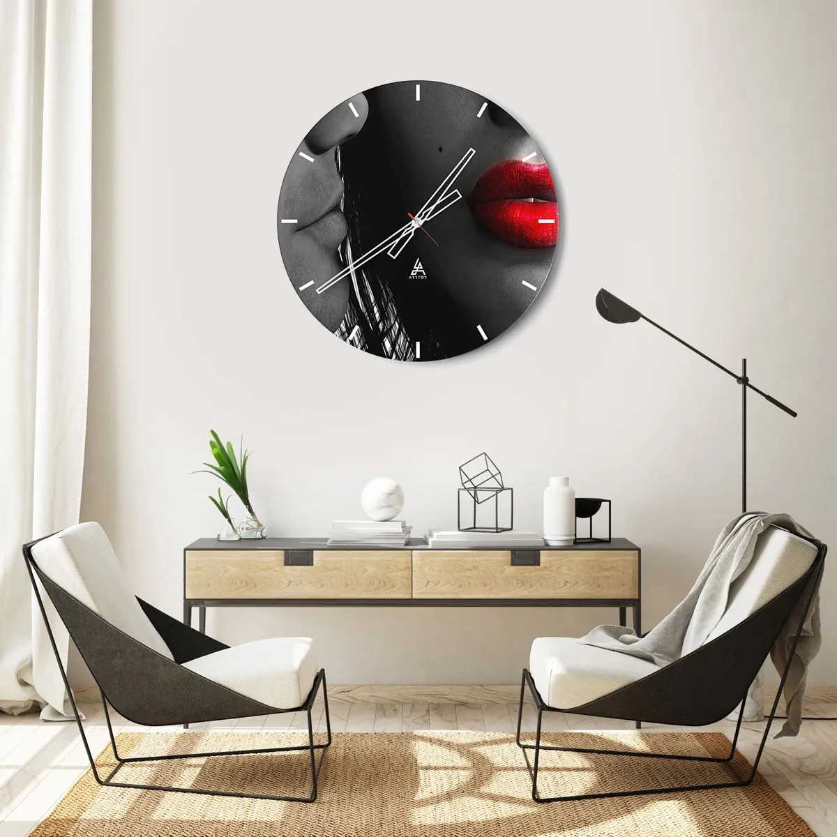 Wanduhr - Glasuhr - Gesicht am Gesicht - 30x30 cm