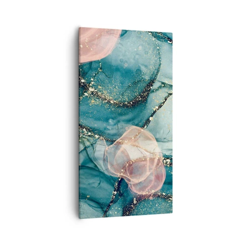 Bild auf Leinwand - Leinwandbild - Seidenblau, Tüllrosa - 55x100 cm