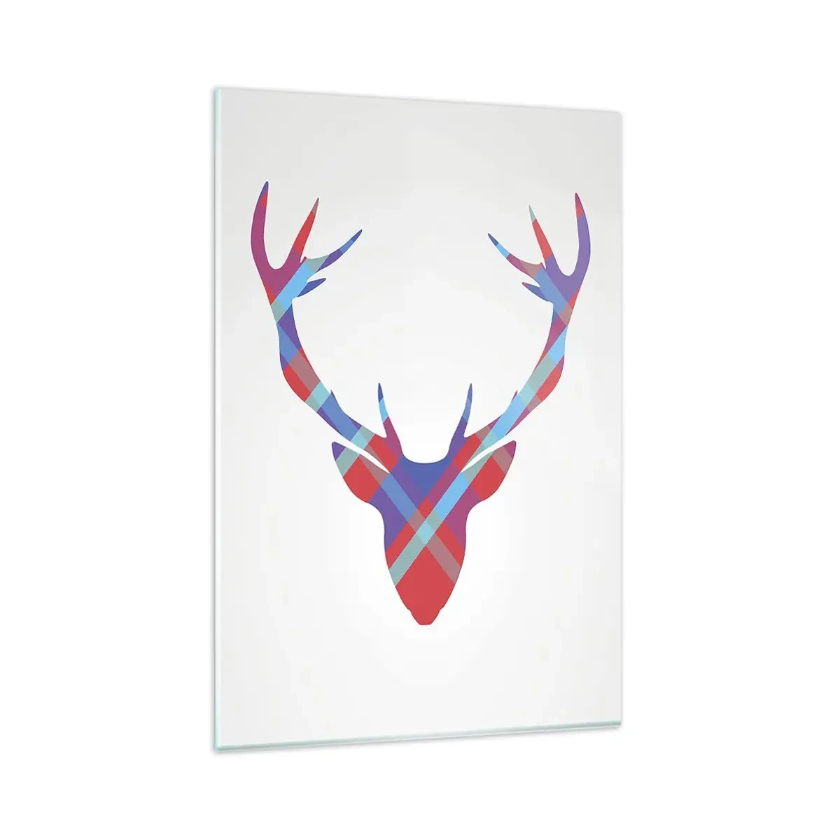 Glasbild - Bild auf glas - Geometrisches Bild eines Hirsches auf hellem Hintergrund - 80x120cm - Schottischer Hirsch - Moderne Wanddekoration für Wohnzimmer und Schlafzimmer ARTTOR