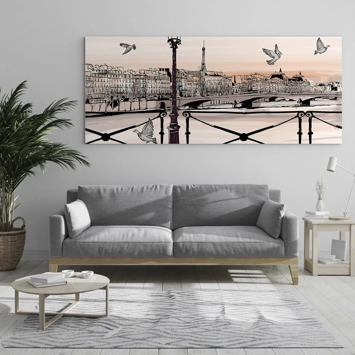 Glasbild - Bild auf glas - Über den Dächern von Paris - 90x30 cm
