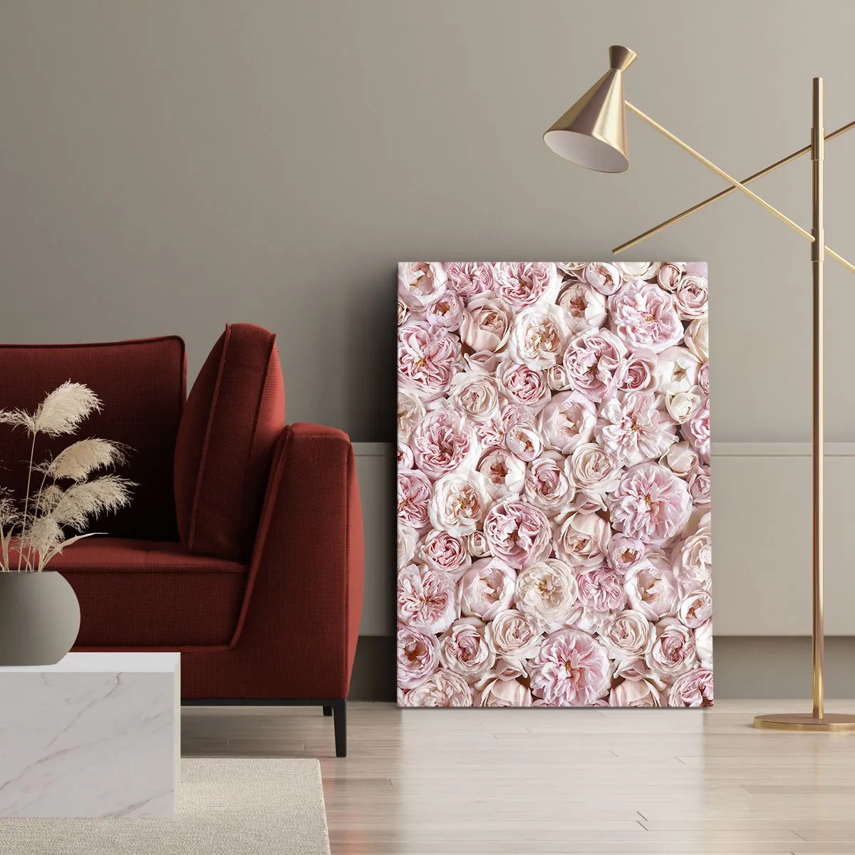 Bild auf Leinwand - Leinwandbild - Auf Rosen gebettet - 65x120 cm