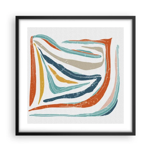 Poster in einem schwarzem Rahmen - Abstraktion mit einem freundlichen Lächeln - 50x50 cm