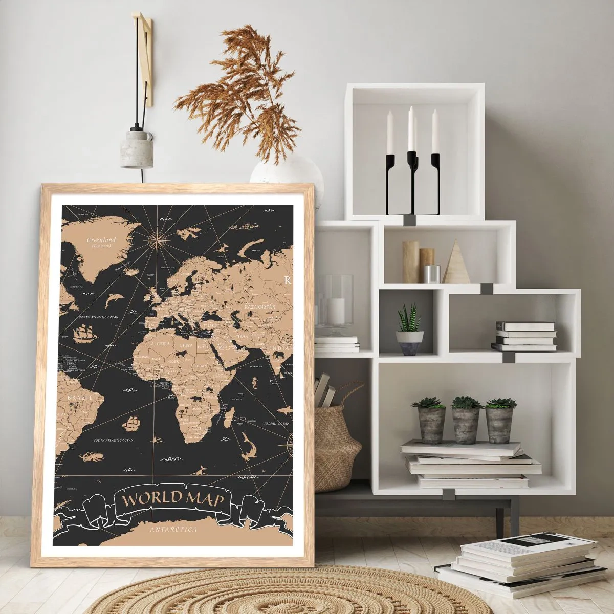 Poster in einem Rahmen aus heller Eiche - Die Grenzen meiner Welt - 70x100 cm