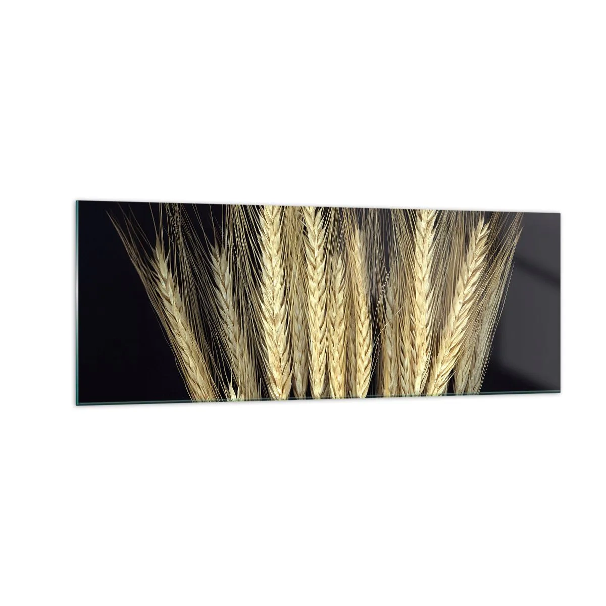 Glasbild - Bild auf glas - Weizenähren auf schwarzem Hintergrund im rustikalen Stil - 140x50cm - Rustikale Magie - Moderne Wanddekoration für Wohnzimmer und Schlafzimmer ARTTOR
