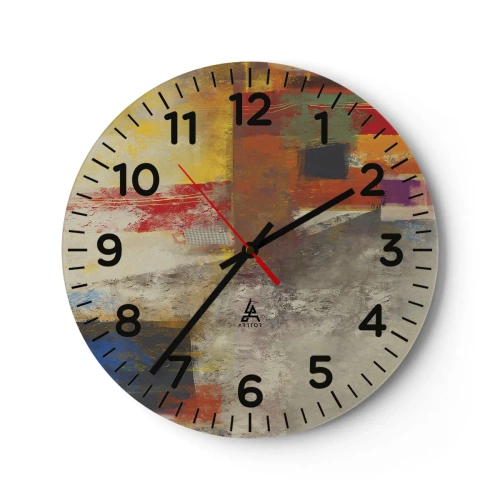 Wanduhr - Glasuhr - Geometrie der Farben - 30x30 cm