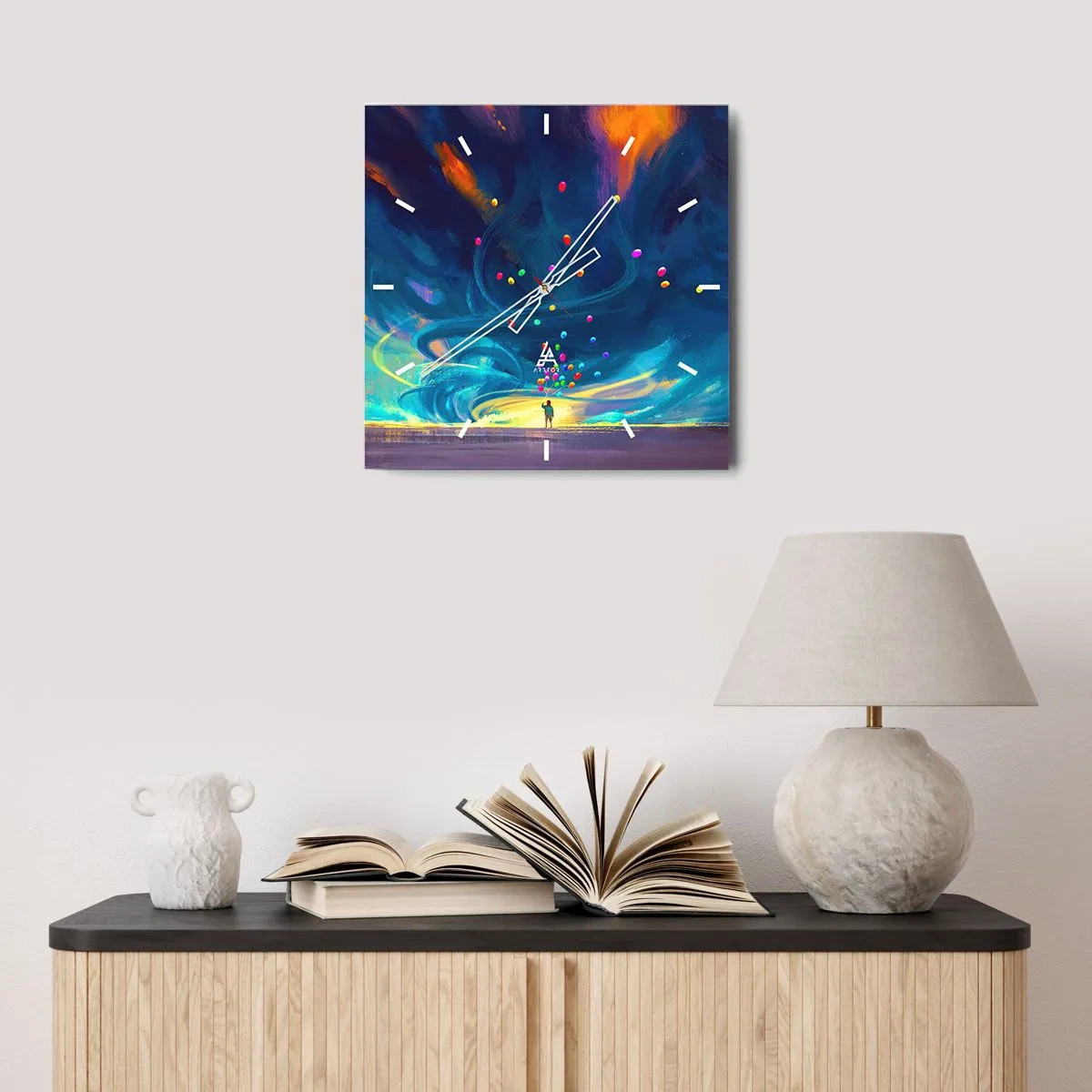 Wanduhr - Glasuhr - Zum blauen Wind - 40x40 cm