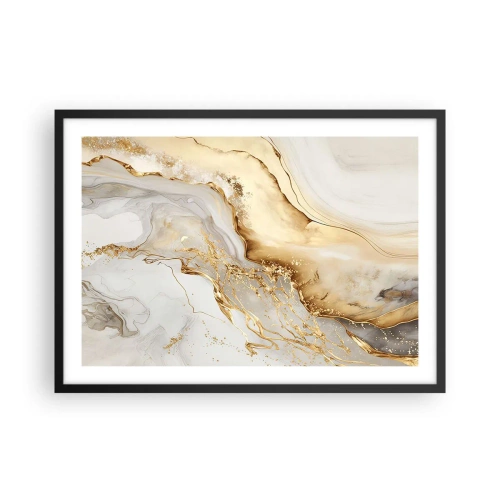 Poster in einem schwarzem Rahmen - Abstrakte Muster aus Gold und Marmor auf hellem Hintergrund - 70x50cm - Abstraktion: Schönheit und Güte - Moderne Wanddekoration für Wohnzimmer und Schlafzimmer ARTTOR