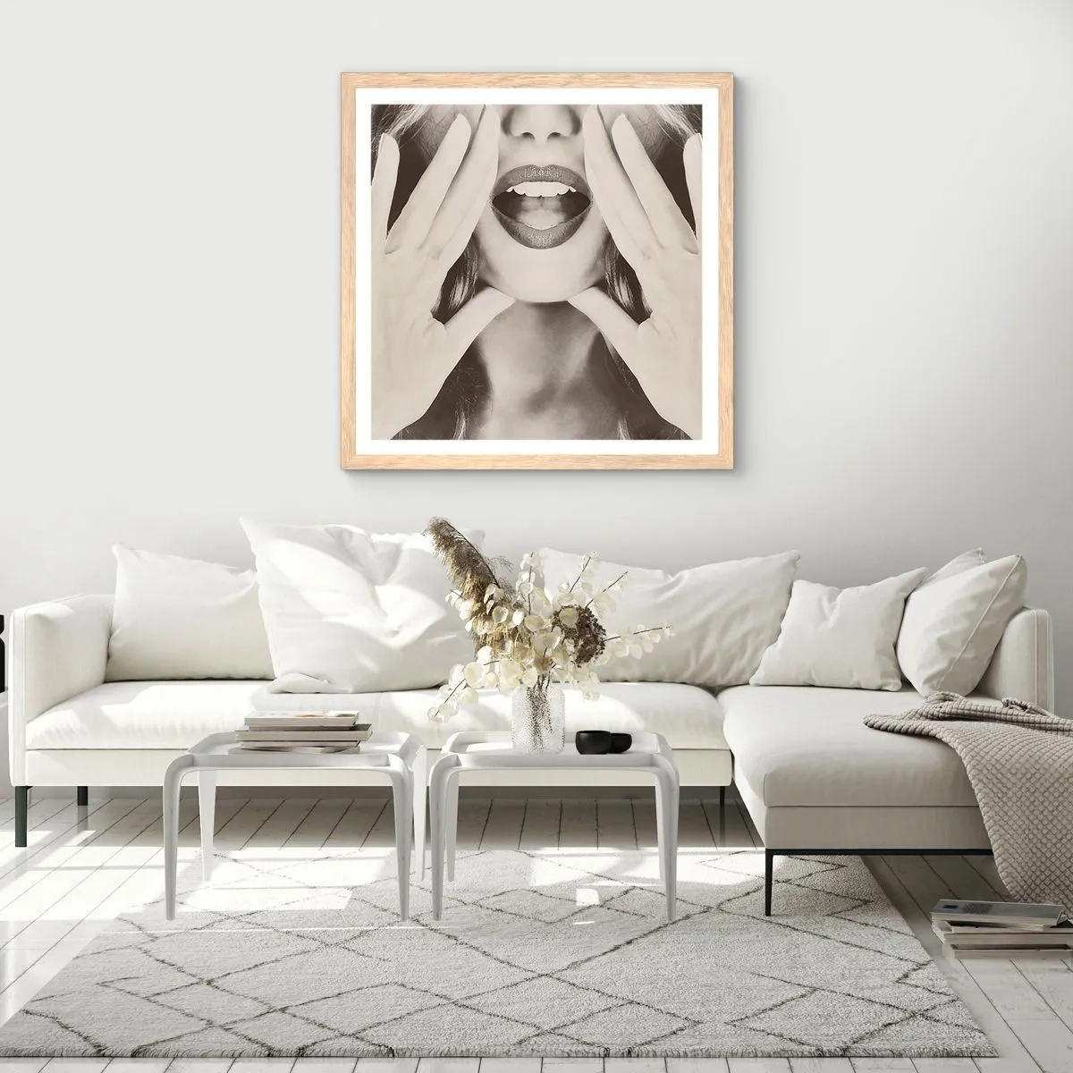 Poster in einem Rahmen aus heller Eiche - Ich komme schon! - 60x60 cm