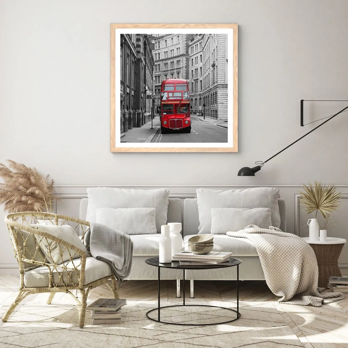 Poster in einem Rahmen aus heller Eiche - Der Alltag muss nicht grau sein - 50x50 cm