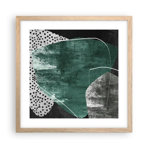 Poster in einem Rahmen aus heller Eiche - Bunte Abstraktion mit Blattgold - 40x40 cm