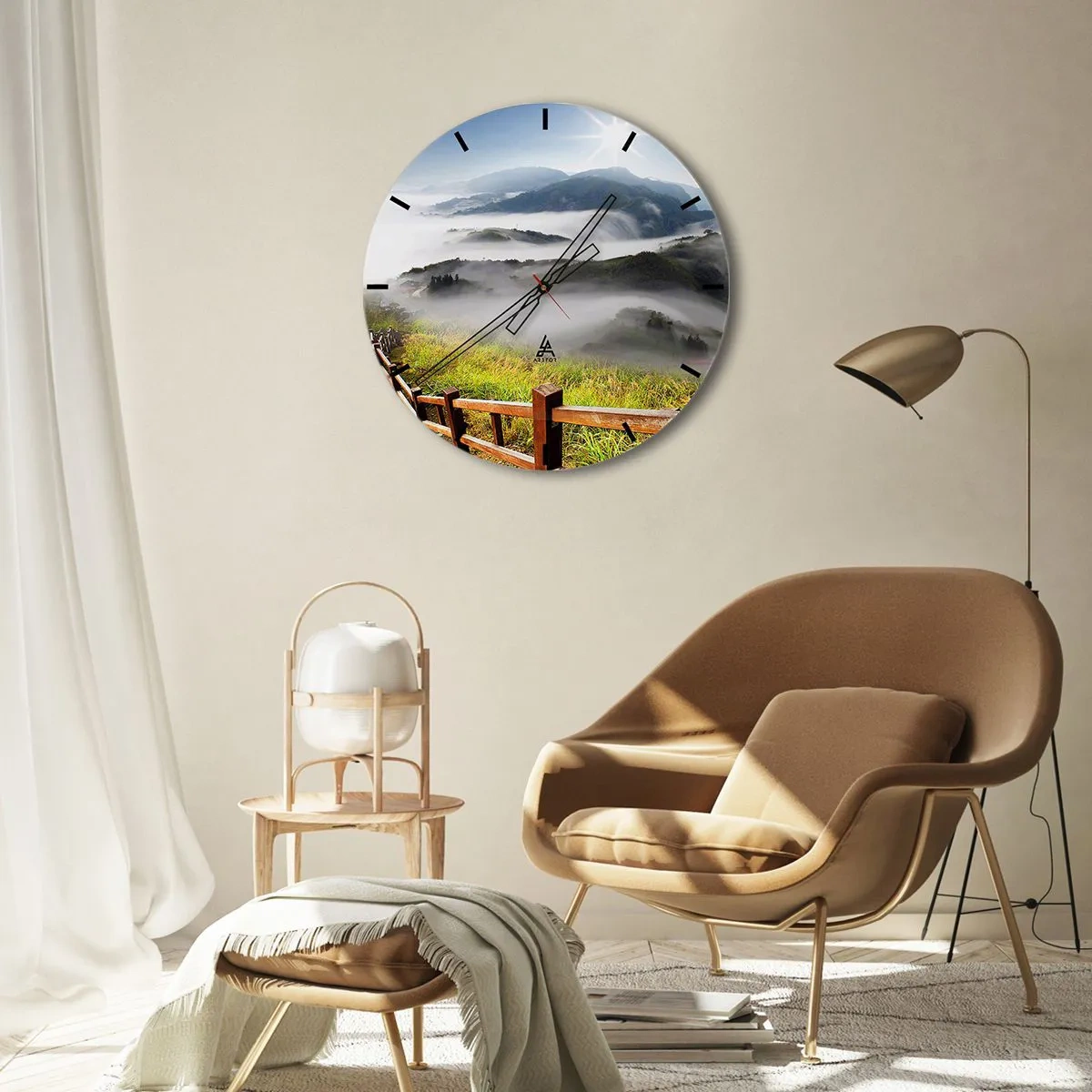 Wanduhr - Glasuhr - Gewebt aus Lichtschein und Nebel - 40x40 cm