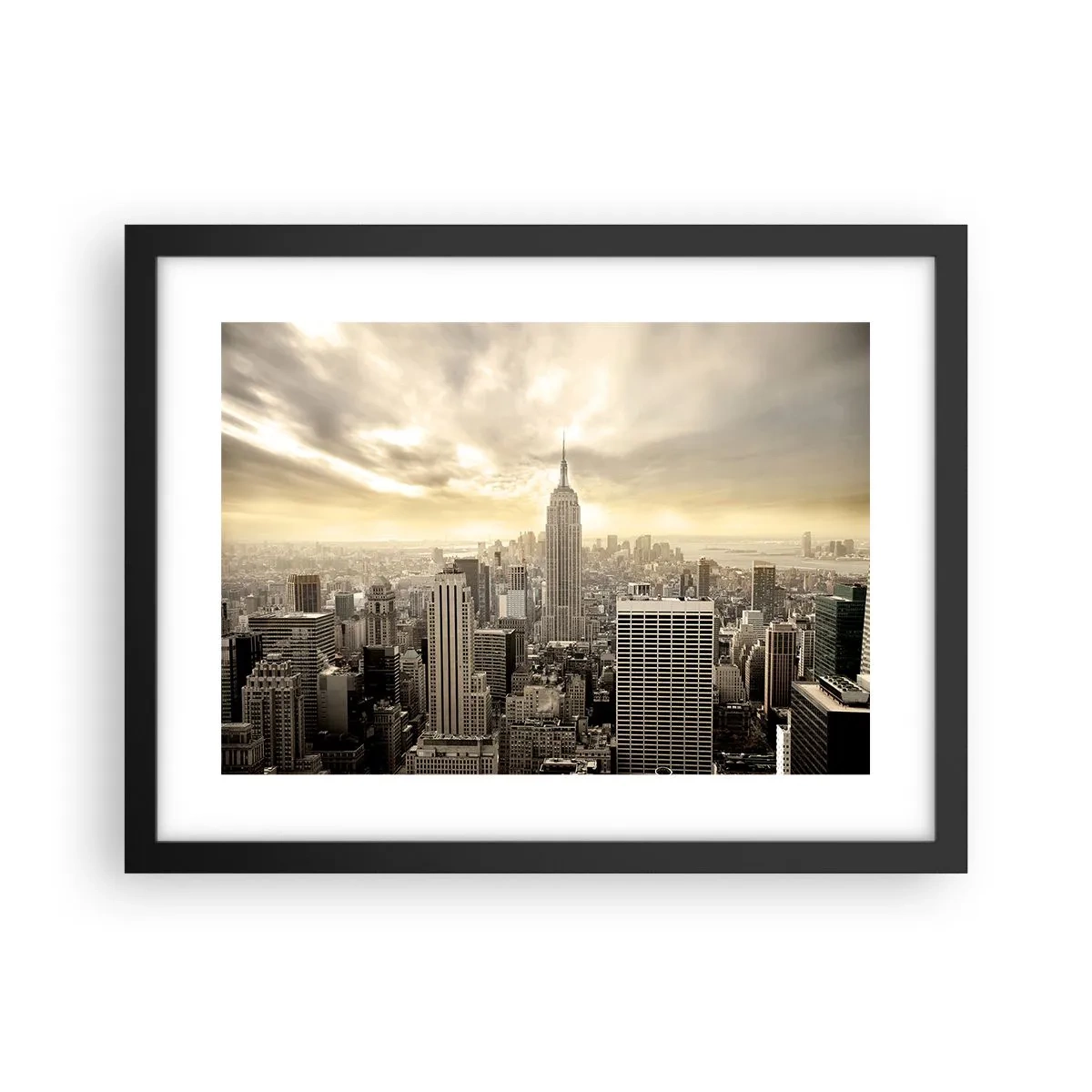 Poster in einem schwarzem Rahmen - New York aus Grau - 40x30 cm