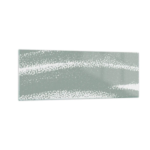 Glasbild - Bild auf glas - Winterwellen in Mint- und Weißtönen - 140x50cm - Abstraktion im Winterklima - Moderne Wanddekoration für Wohnzimmer und Schlafzimmer ARTTOR