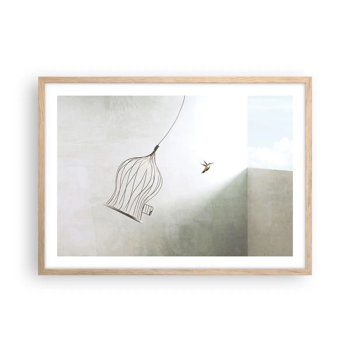 Poster in einem Rahmen aus heller Eiche - In seinem Element - 70x50 cm