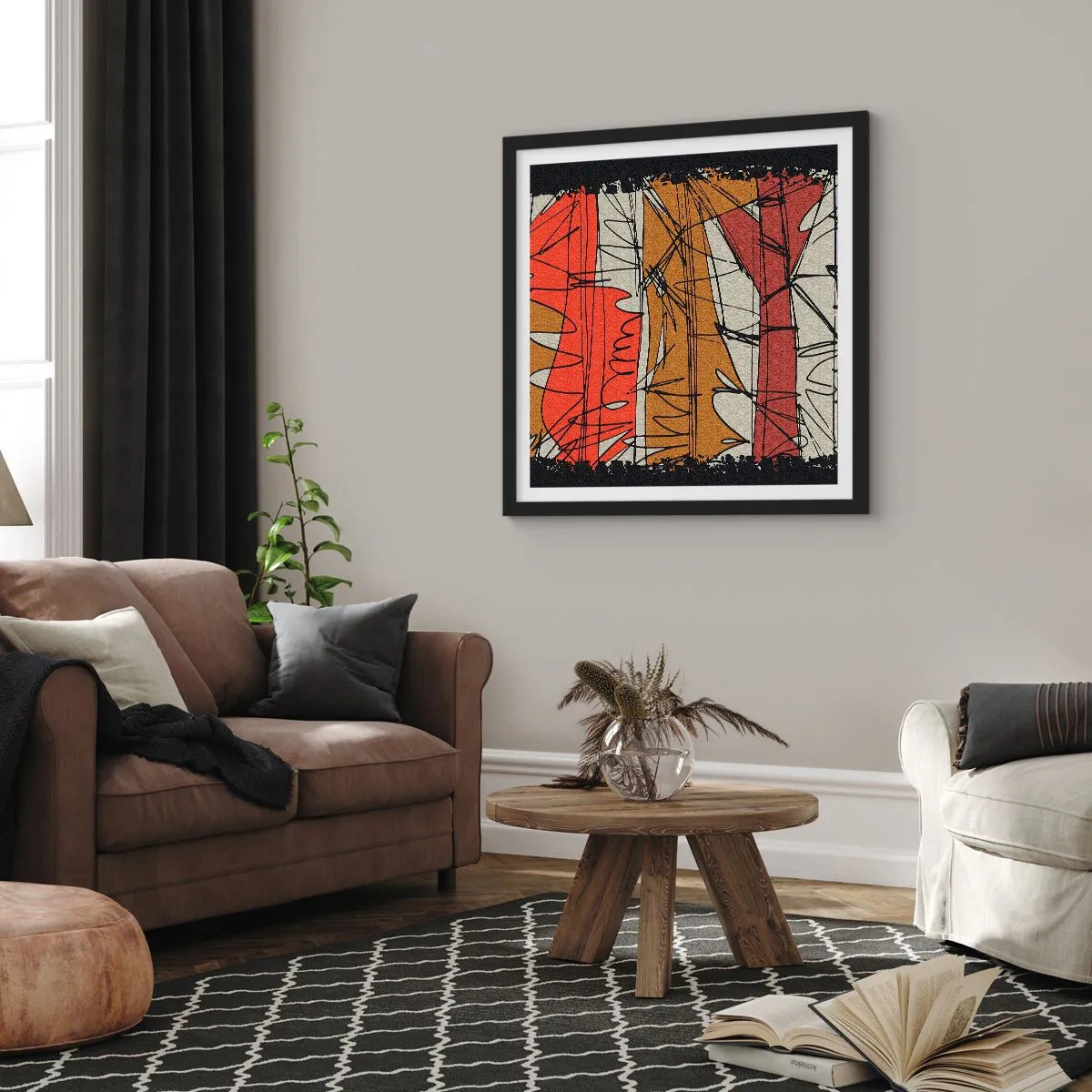 Poster in einem schwarzem Rahmen - Spontane Komposition - 30x30 cm