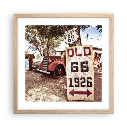 Poster in einem Rahmen aus heller Eiche - Die Legende der amerikanischen Provinz - 40x40 cm