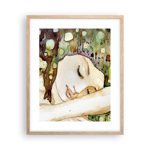 Poster in einem Rahmen aus heller Eiche - Ein smaragd-violetter Traum - 40x50 cm