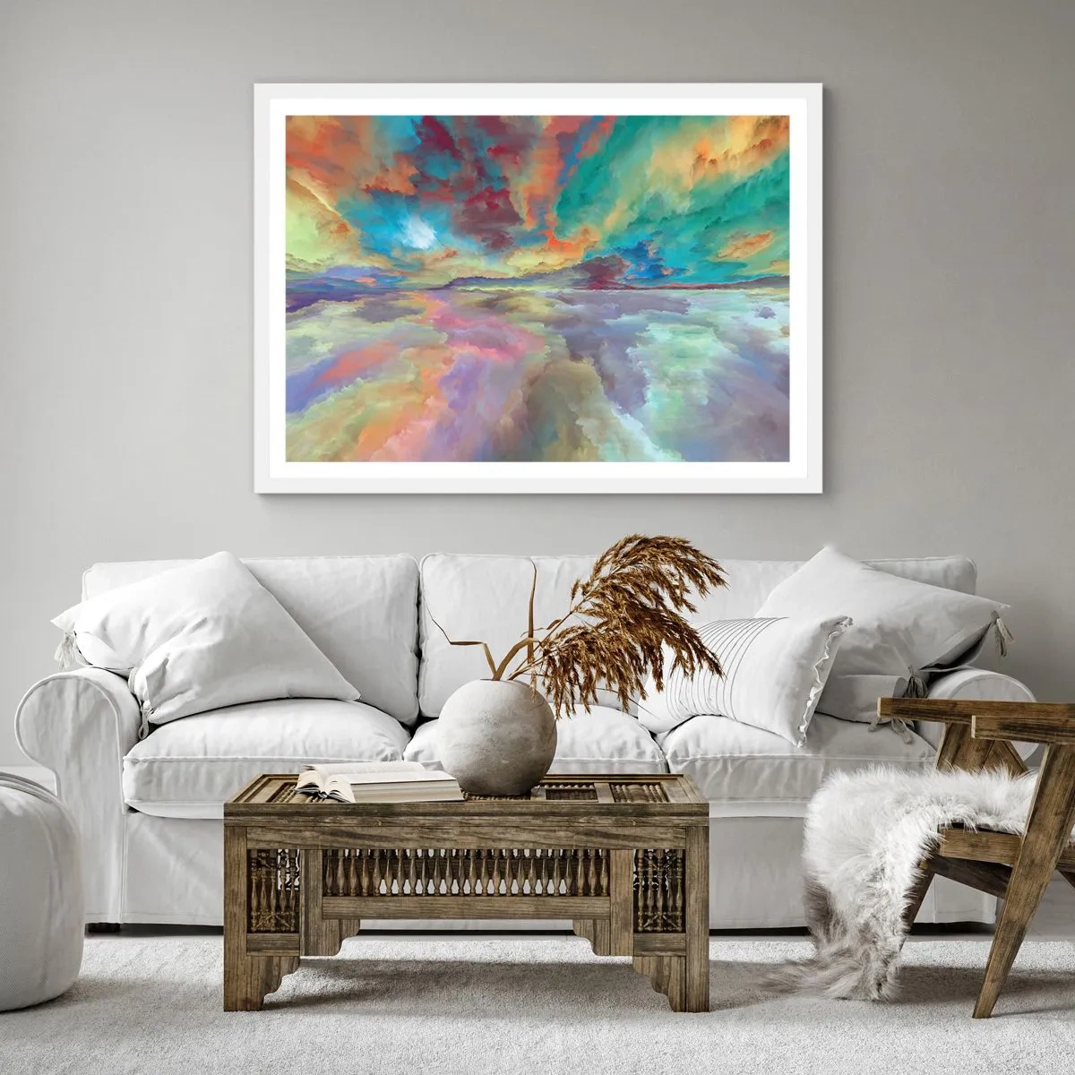 Poster in einem weißen Rahmen - Zwei Himmel - 50x50 cm