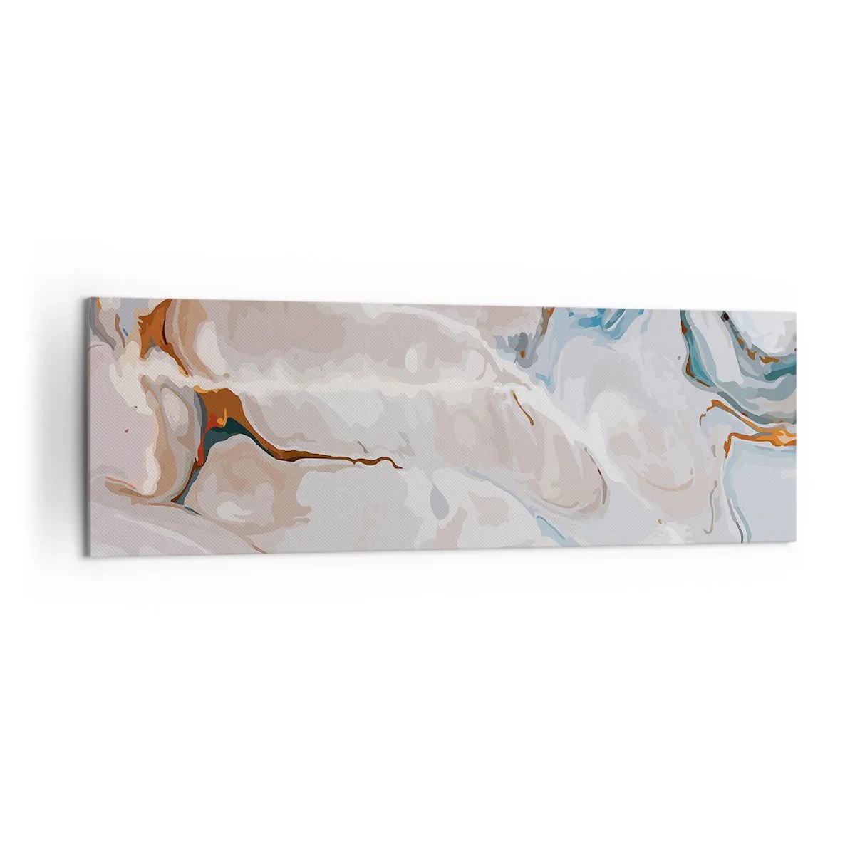 Bild auf Leinwand - Leinwandbild - Abstraktes Muster in Weiß- und Blautönen - 160x50cm - Blau schlängelt sich unter dem Weiß - Moderne Wanddekoration für Wohnzimmer und Schlafzimmer ARTTOR