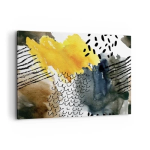 Bild auf Leinwand - Leinwandbild - Eine abstrakte Komposition mit gelben Akzenten und grafischen Mustern. - 120x80cm - Ein Treffen der Elemente der Natur - Moderne Wanddekoration für Wohnzimmer und Schlafzimmer ARTTOR