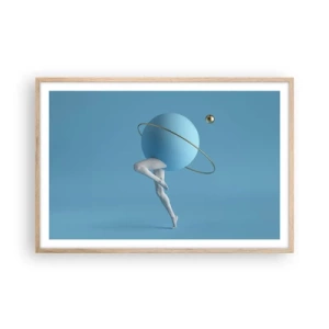 Poster in einem Rahmen aus heller Eiche - Und die Planeten spielen verrückt - 91x61 cm