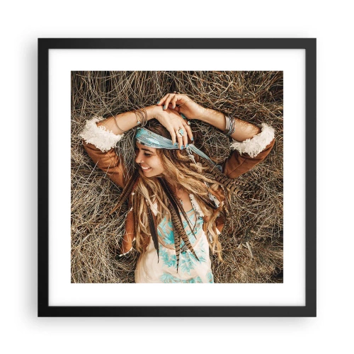 Poster in einem schwarzem Rahmen - Auf dem Weg in den Sommer der Liebe - 40x40 cm