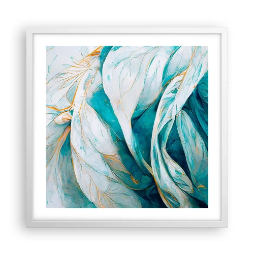 Poster in einem weißen Rahmen - Blaue Abstraktion mit goldenem Motiv - 50x50 cm