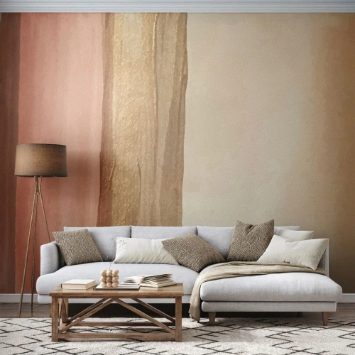 Fototapete Premium Sand - Abstrakte vertikale Streifen in Beige-, Gold- und Brauntönen - 100x70cm - Vertikale Komposition - Moderne Wanddekoration für Wohnzimmer und Schlafzimmer ARTTOR