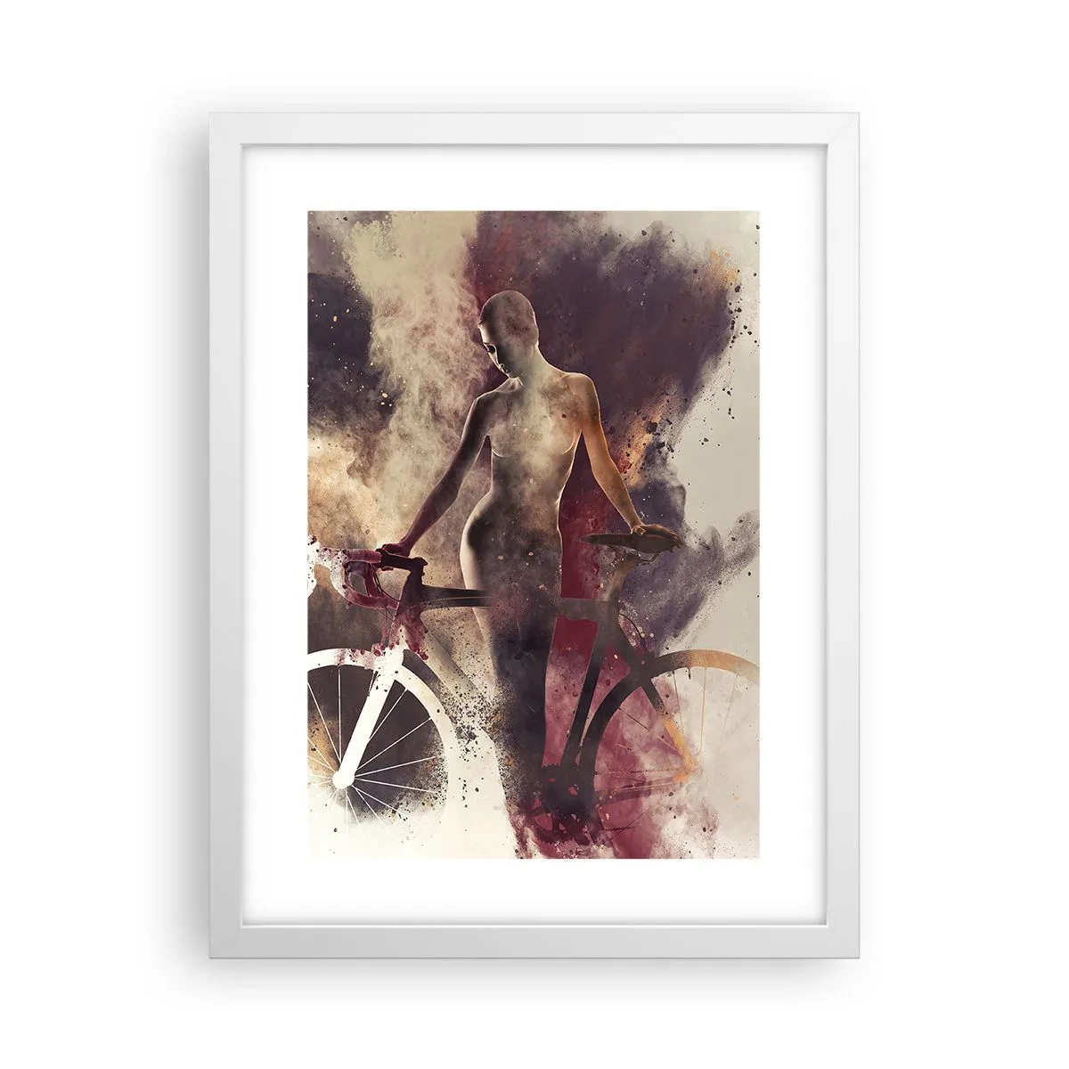 Poster in einem weißen Rahmen - Eine Fahrradseele in Marmorformen - 30x40 cm