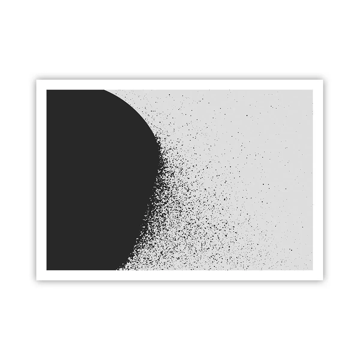 Poster - Abstraktes Muster mit schwarzen Partikeln auf hellem Hintergrund - 100x70cm - Bewegung von Molekülen - Moderne Wanddekoration für Wohnzimmer und Schlafzimmer ARTTOR