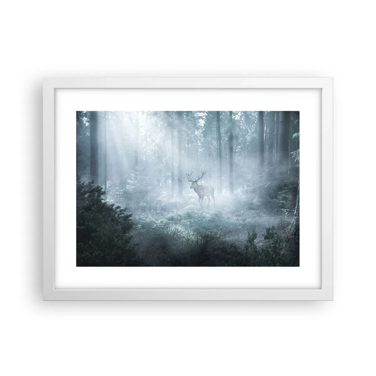 Poster in einem weißen Rahmen - Morgenvisite auf dem Grundstück - 40x30 cm